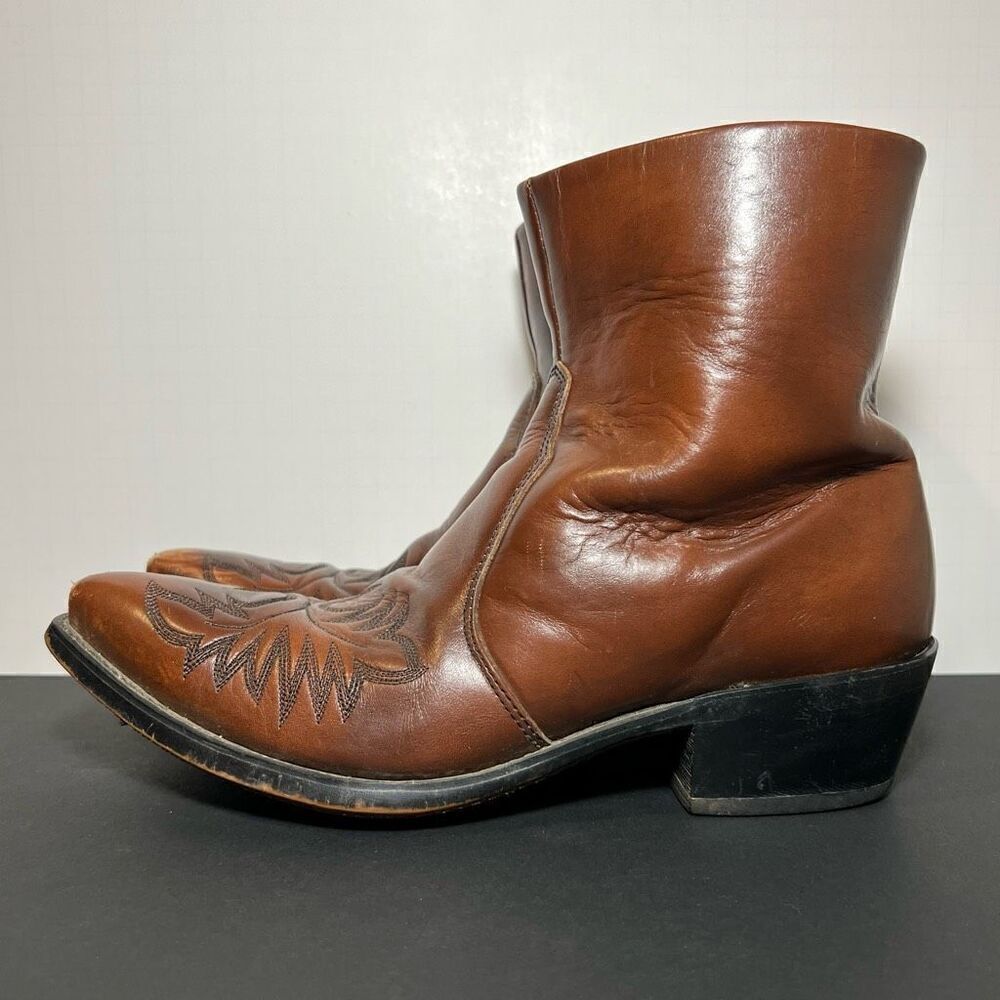 Mens DURANGO Scrollwork Brown Leather Western Cowboy Boots / Size 7.5 Medium - Picture 2 of 8